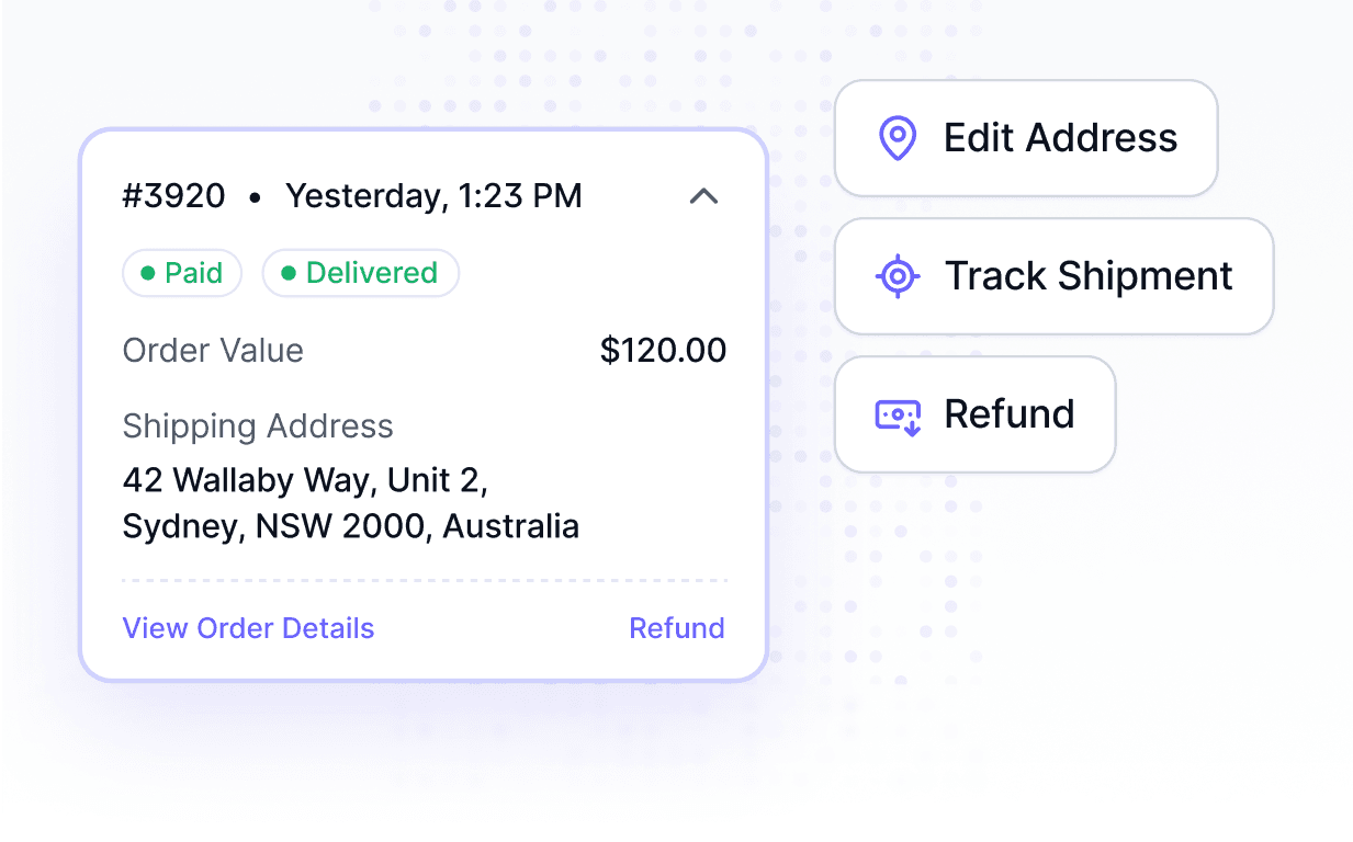 Shopify Integration showing order details and refund processing